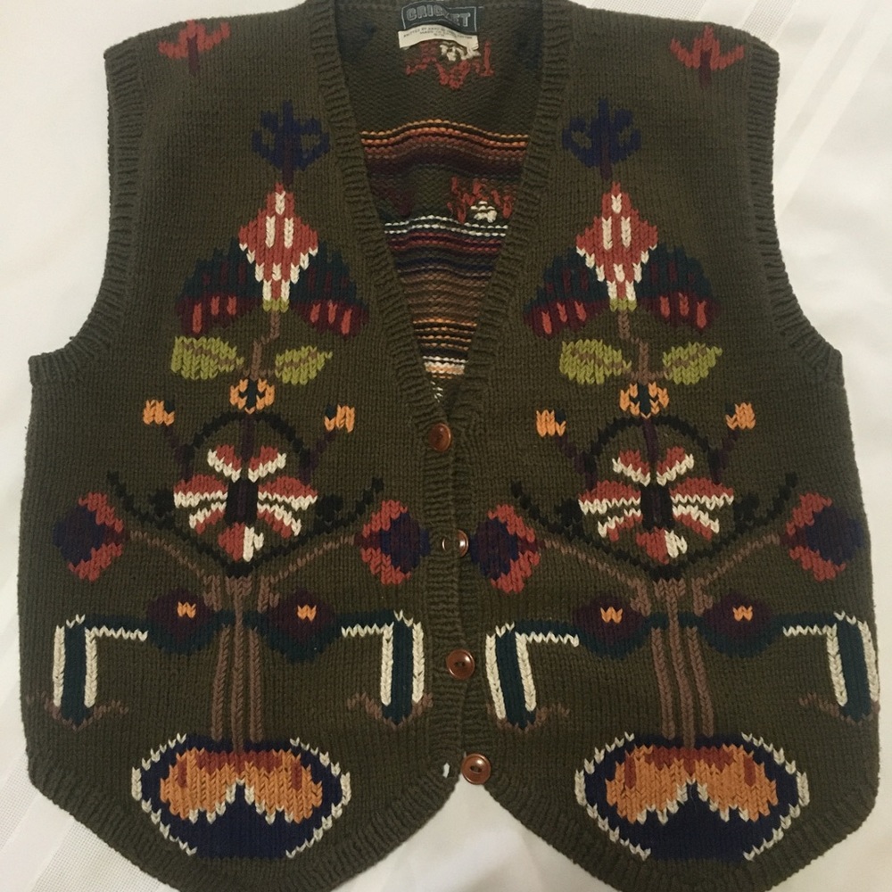 Cricket olive hand knit vest